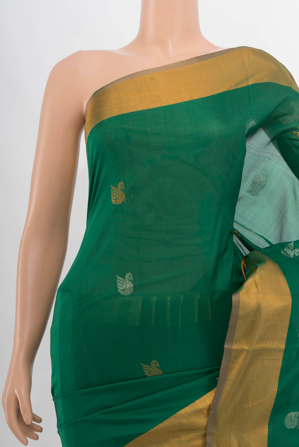 Border image of Mint Green Uppada Silk Saree with Zari Butta on the body and Silk Border. 