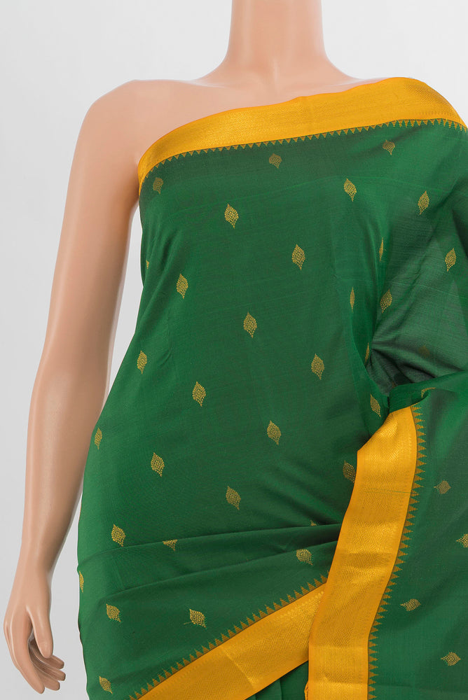 Border image of Pure Silk Pure Zari Mint Green Kanchipuram Saree with Zari Butta on the body and Silk Border. 