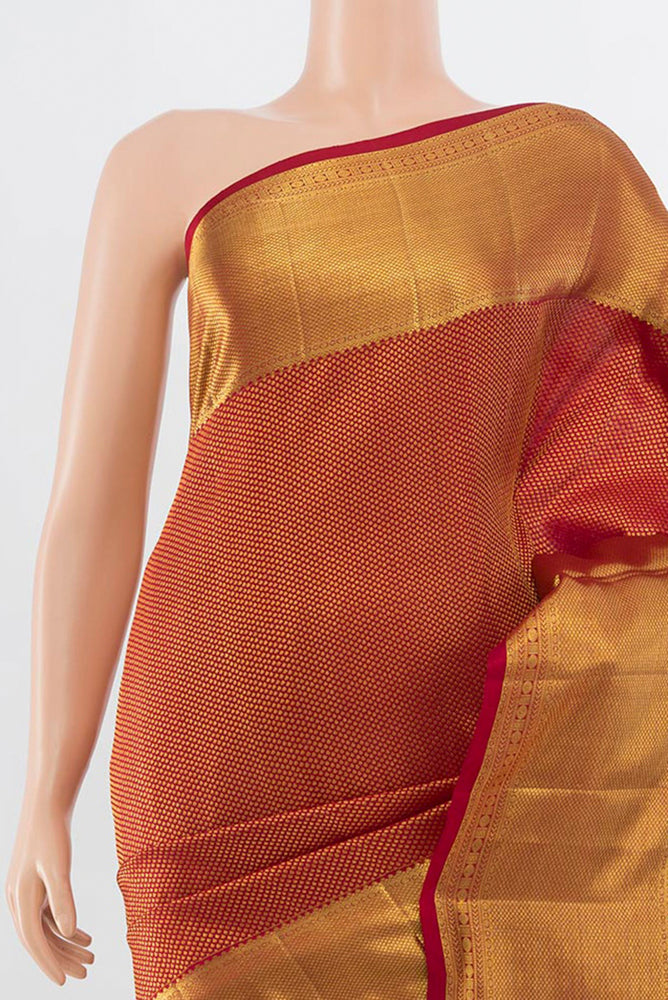 Border image of Maroon Kanchipuram Silk Saree with Zari Brocade on the body and Silk Border. 