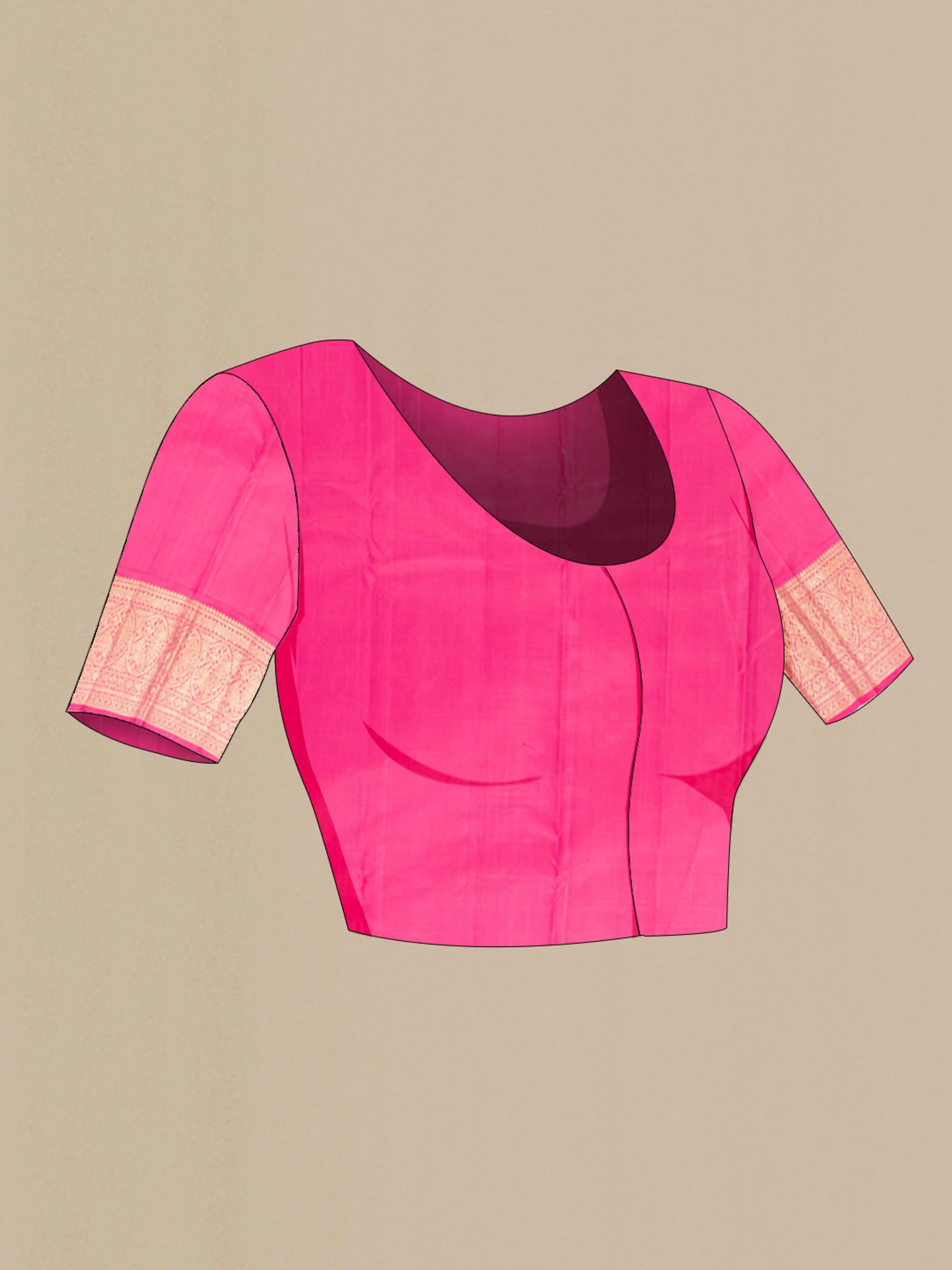 Close up image of the blouse of Sky Blue Kanchipuram Silk Saree with Zari Butta on the body and Silk Border. 