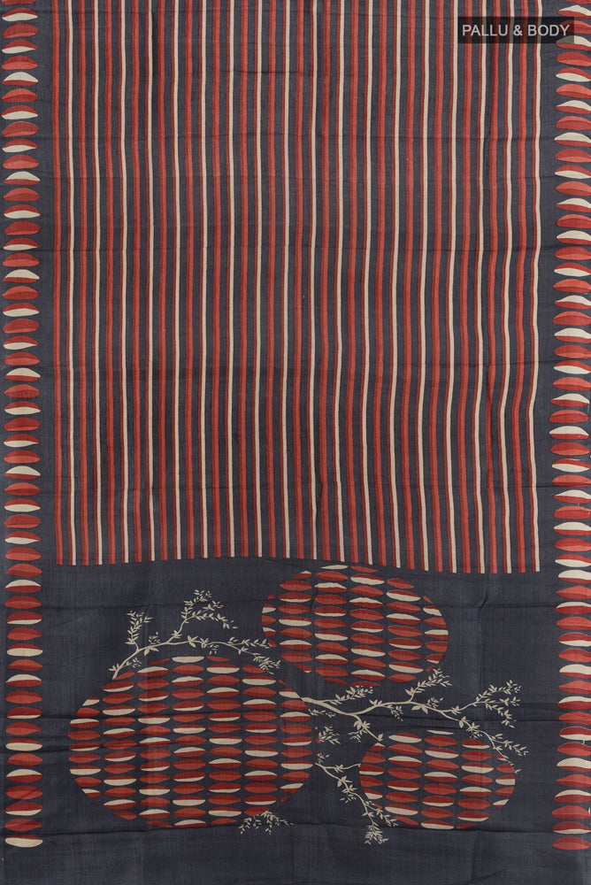 Flat view of Multi Color Tussar Silk Saree with Fancy on the body and Fancy Border. 