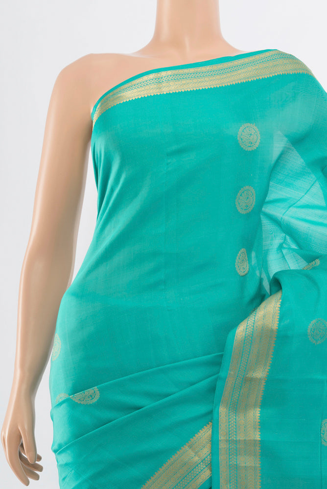 Border image of Sky Blue Soft Silk Saree with Zari Butta on the body and Silk Border. 