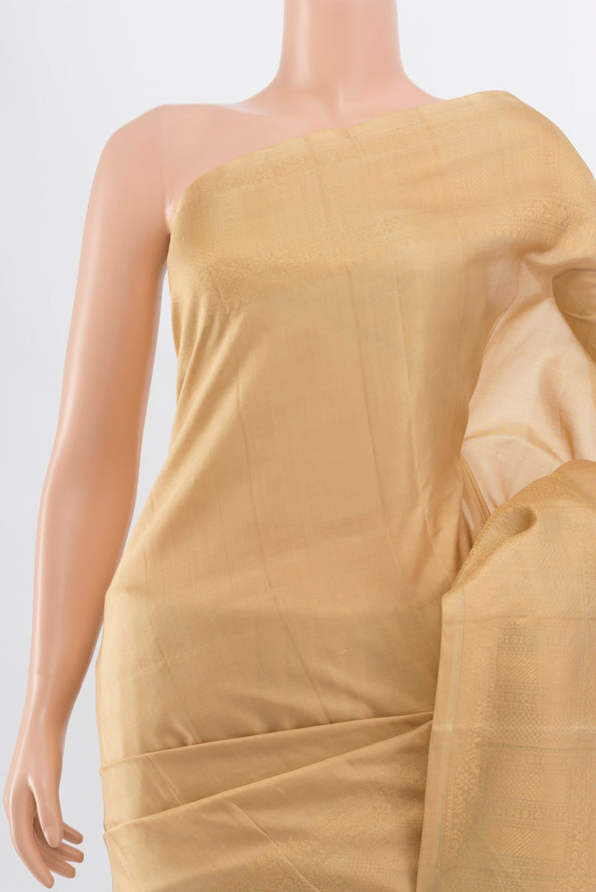 Border image of Beige Soft Silk Saree with Zari Butta on the body and Silk Border. 