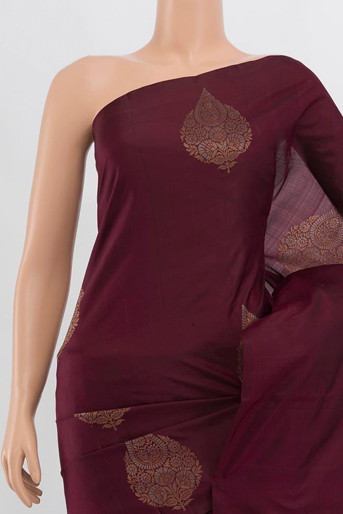 Border image of Coffee Brown Soft Silk Saree with Zari Butta on the body and Silk Border. 