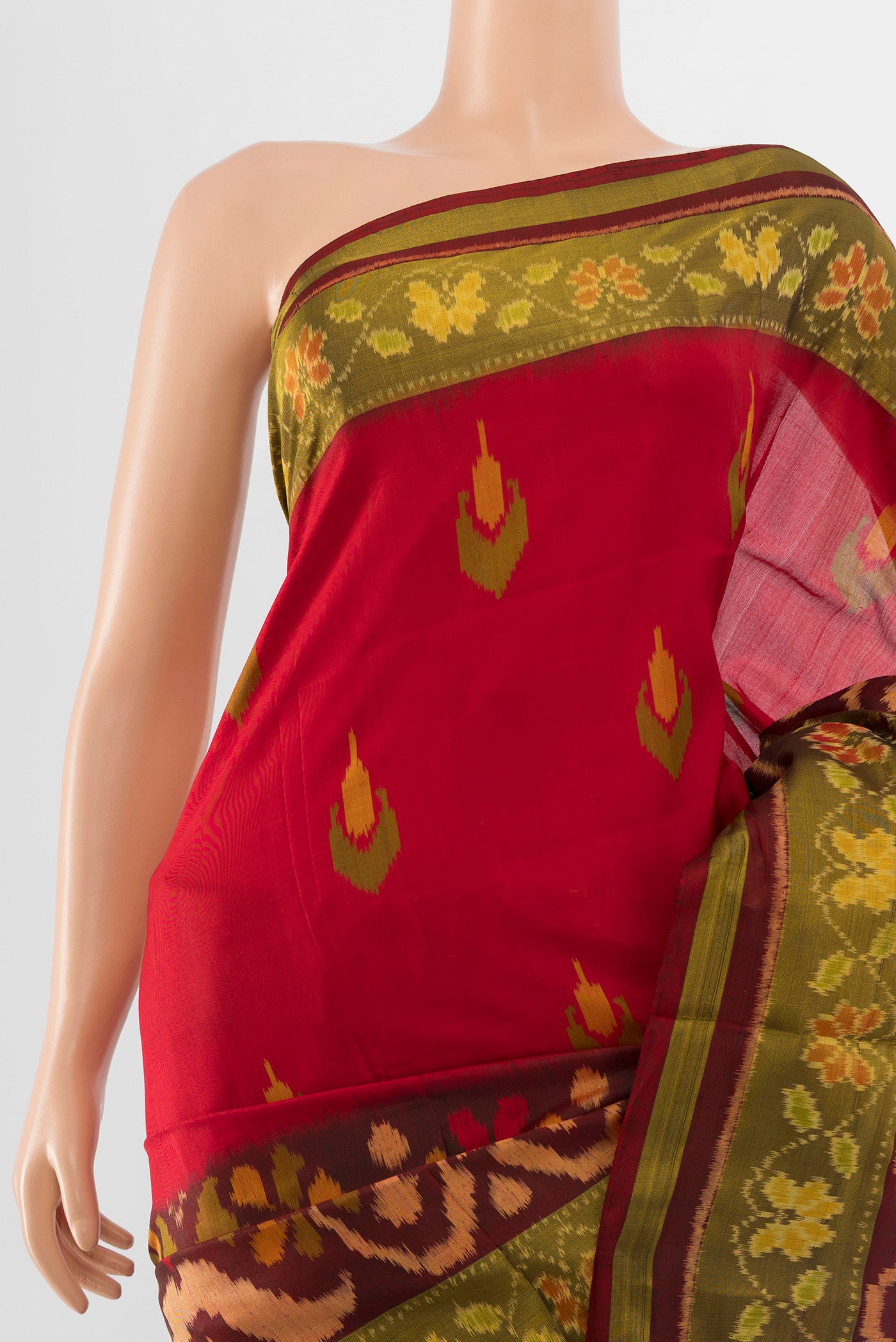 Border image of Multi Color Rajkot Patola Silk Saree with Ikat Print on the body and Silk Border. 