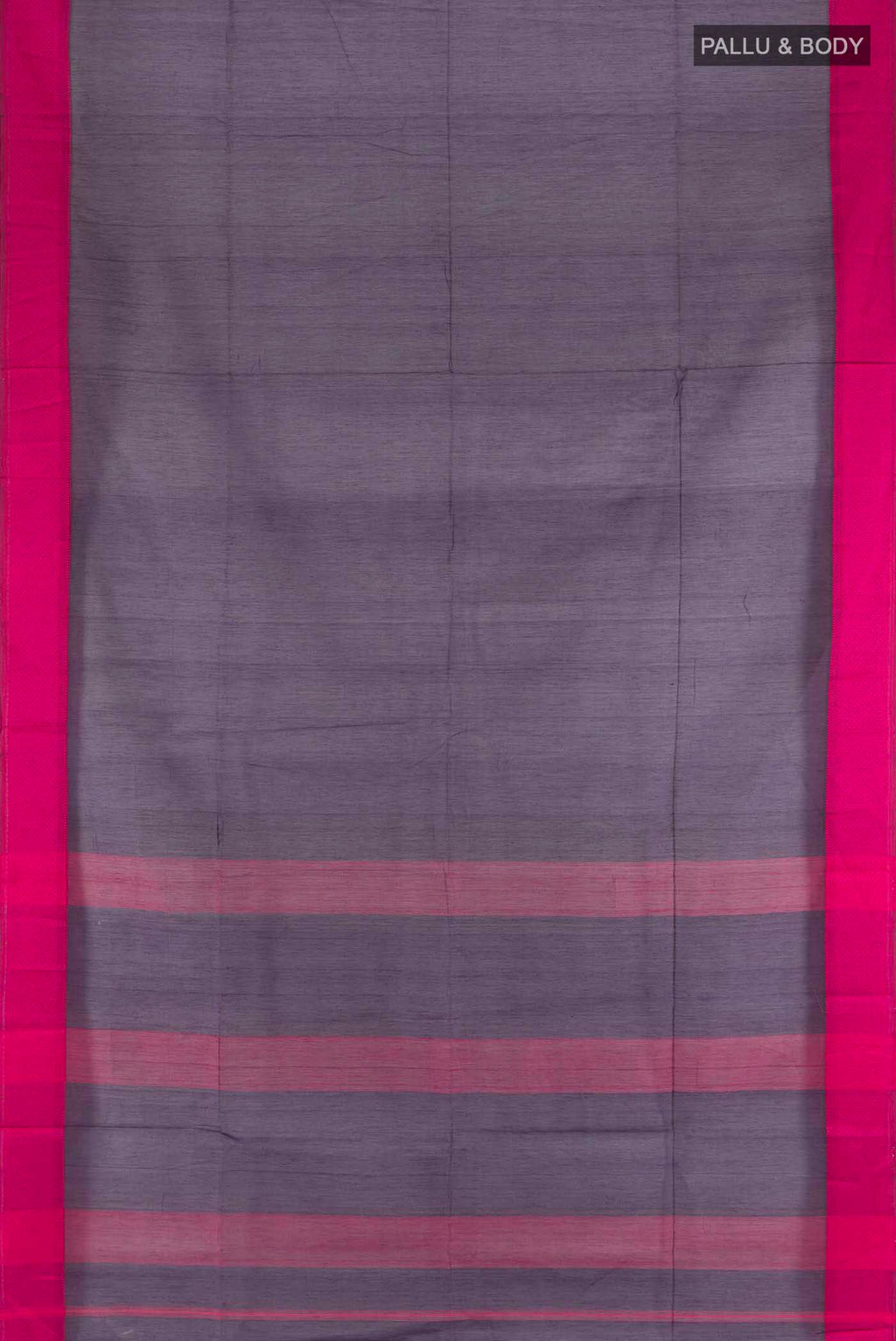 Flat view of Navy Blue Maheshwari Silk Cotton Saree with Plain Body and Thread Border