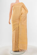 Pure Silk Pure Zari Cream Kanchipuram Saree with Zari Butta on the body and Silk Border.  displayed on a mannequin
