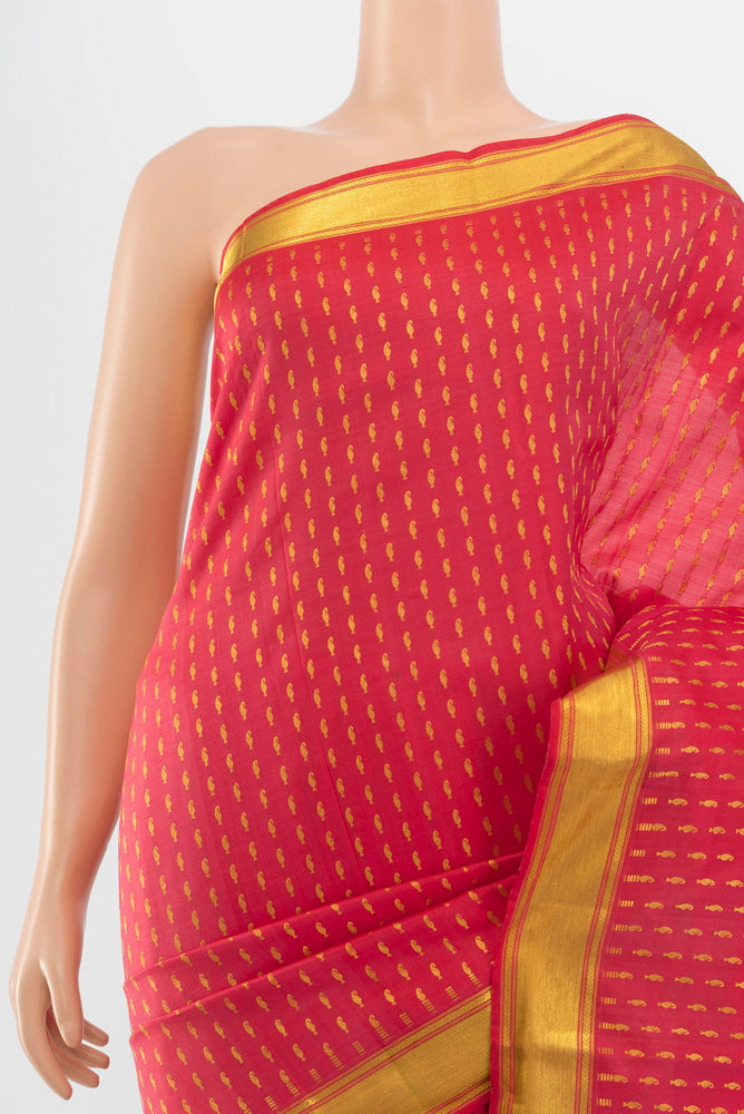 Border image of Pure Silk Pure Zari Peach Kanjivaram Saree with Zari Butta on the body and Silk Border. 