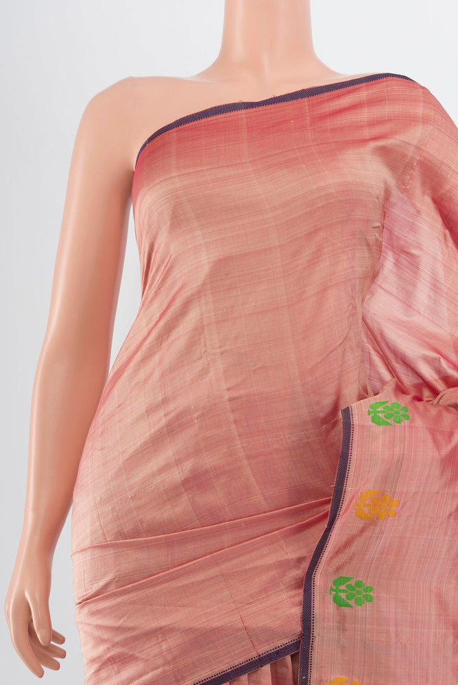Border image of Rose Gold Kanchipuram Silk Saree with Plain Body and Silk Border. 