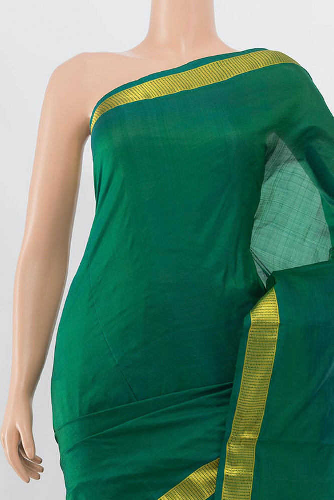 Border image of Mint Green Kanjivaram Silk Saree with Zari Butta on the body and Silk Border. 