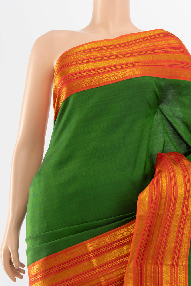 Border image of Mint Green Kanjivaram Silk Saree with Zari Butta on the body and Silk Border. 