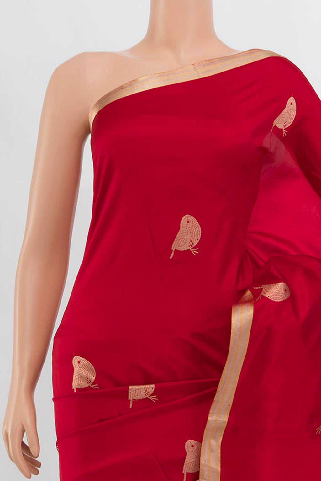 Border image of Red Banarasi Katan Silk Saree with Zari Butta on the body and Silk Border. 