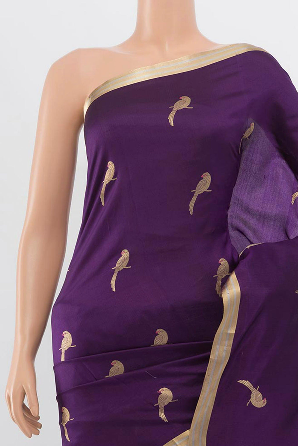 Border image of Purple Banarasi Katan Silk Saree with Zari Butta on the body and Zari Border. 