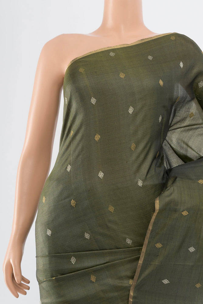 Border image of Multi Color Tussar Silk Saree with Zari Butta on the body and Silk Border. 