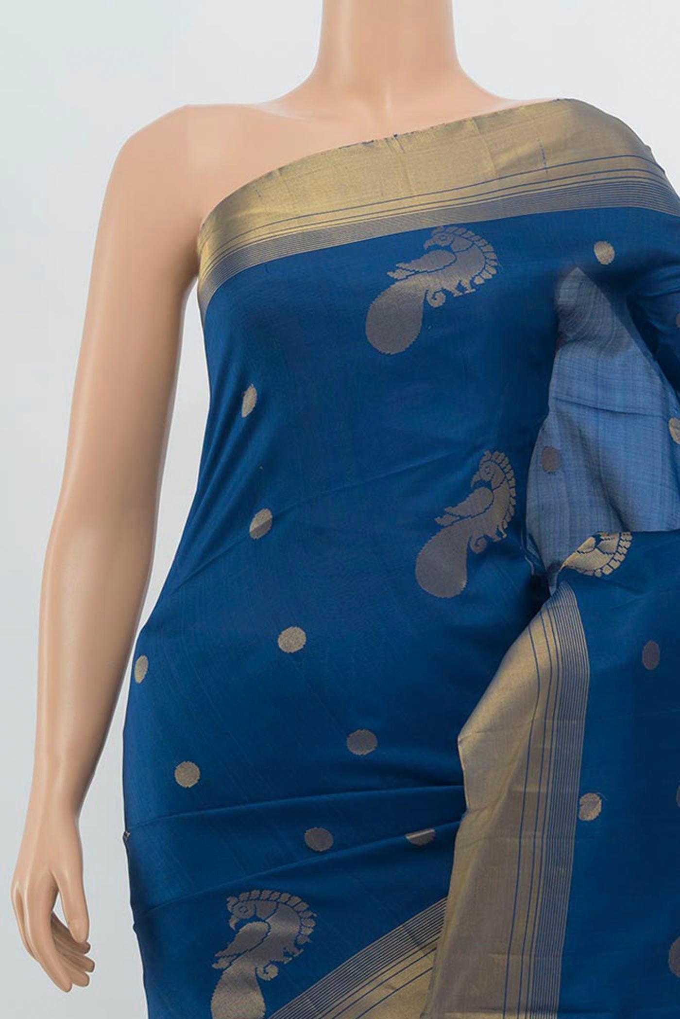 Border image of Light Blue Soft Silk Saree with Zari Butta on the body and Silk Border. 