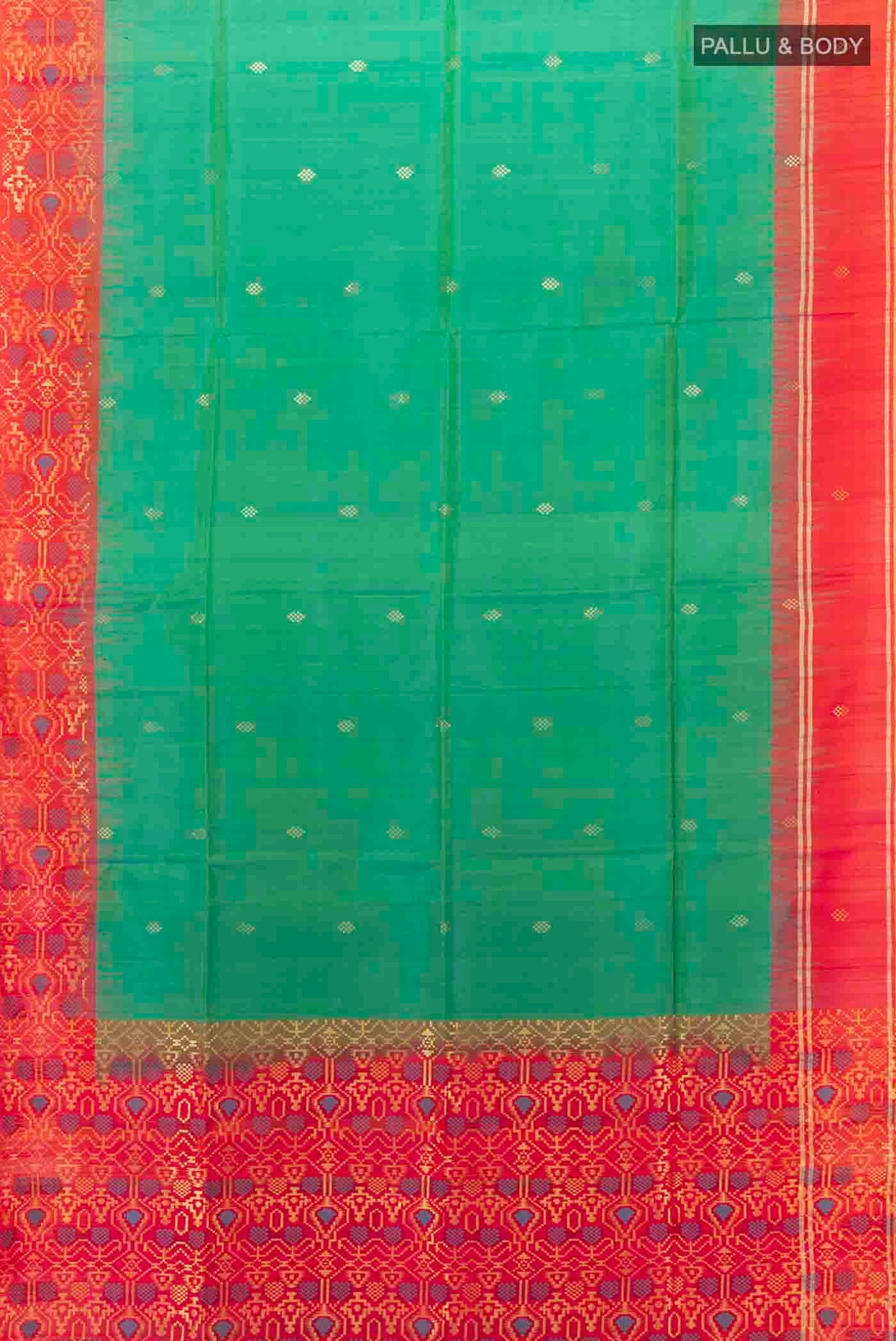 Flat view of Light Green Soft Silk Saree with Zari Butta on the body and Silk Border