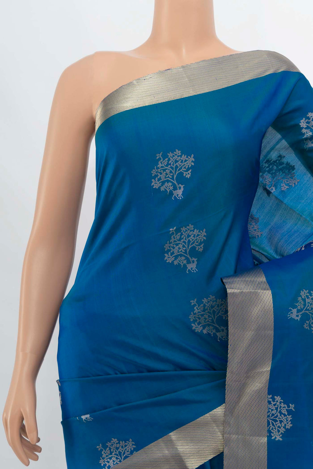 Border image of Light Blue Soft Silk Saree with Zari Butta on the body and Silk Border. 