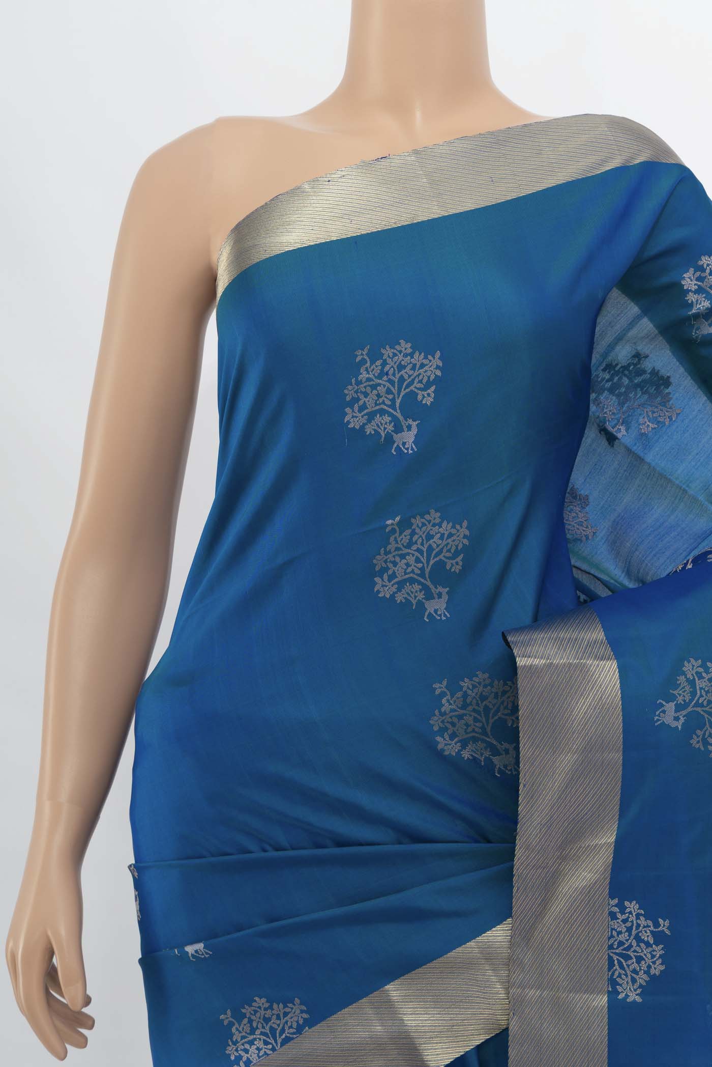 Border image of Light Blue Soft Silk Saree with Zari Butta on the body and Silk Border. 