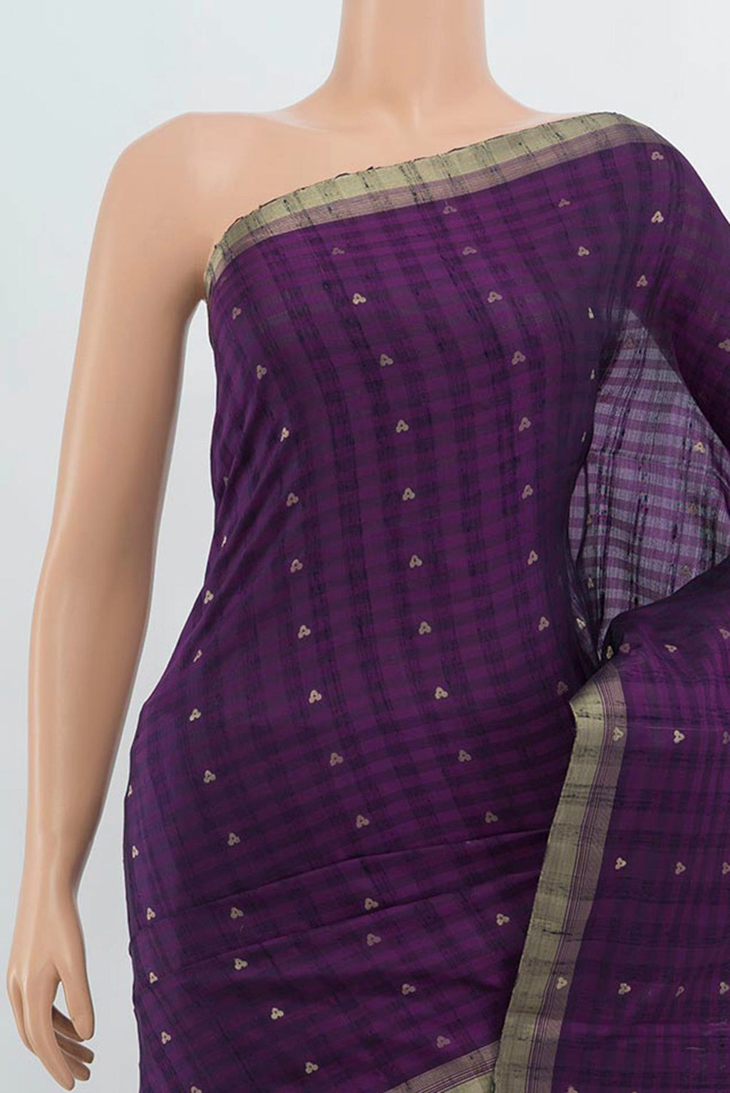 Border image of Violet Soft Silk Saree with Zari Butta on the body and Silk Border. 