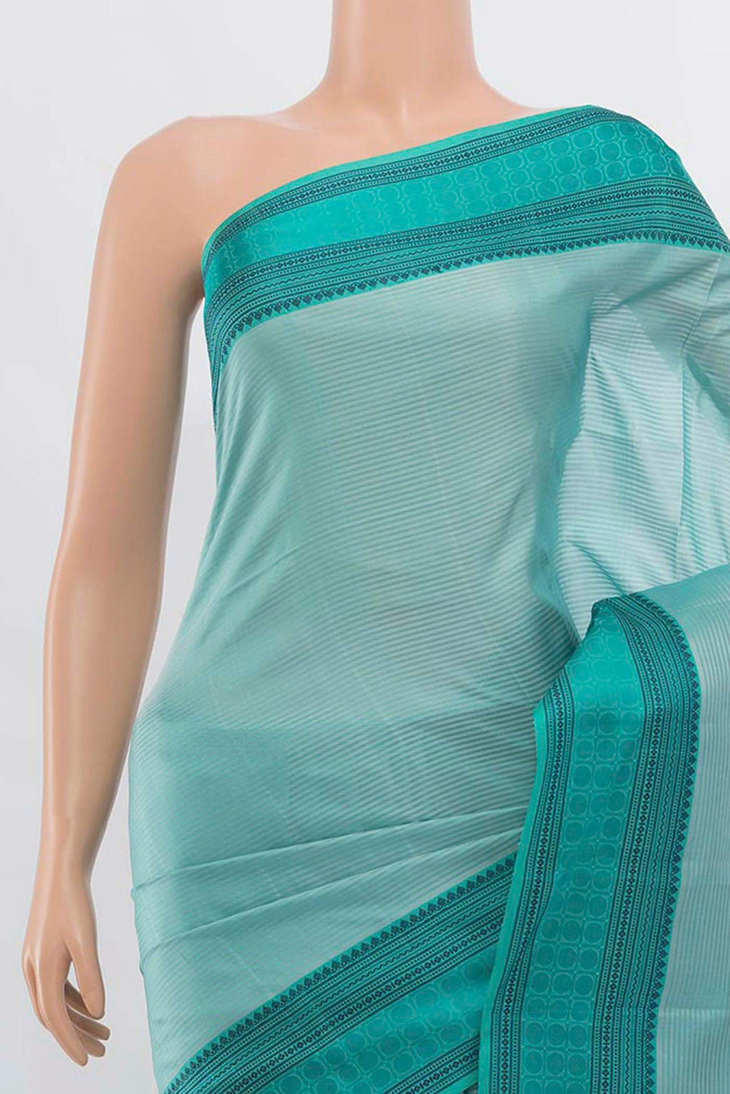 Border image of Light Blue Soft Silk Saree with Zari Butta on the body and Silk Border. 