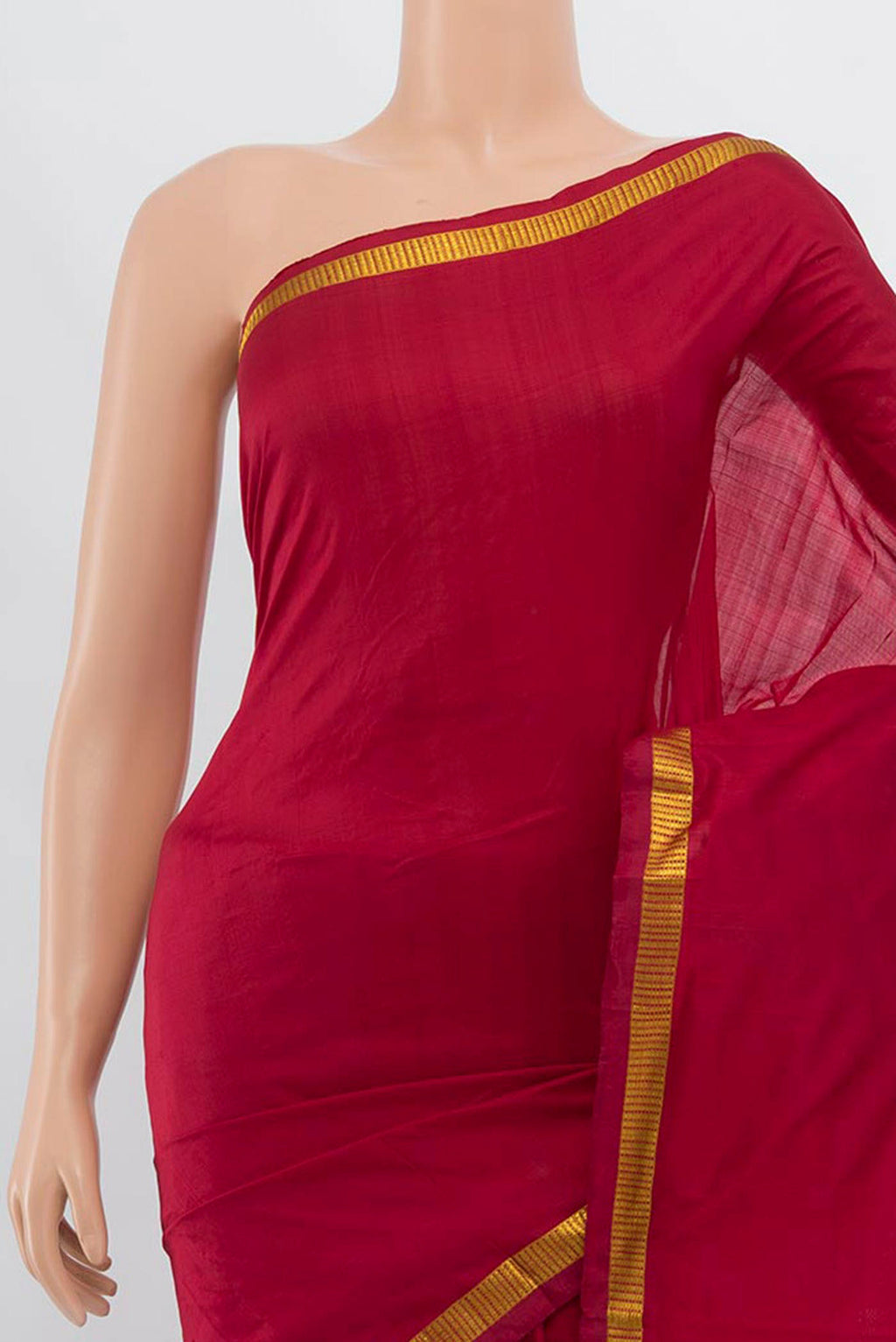 Border image of Maroon Kanchipuram Silk Saree with Plain Body and Silk Border. 
