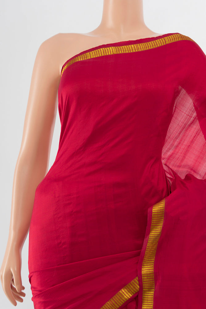 Border image of Maroon Kanchipuram Silk Saree with Plain Body and Silk Border. 