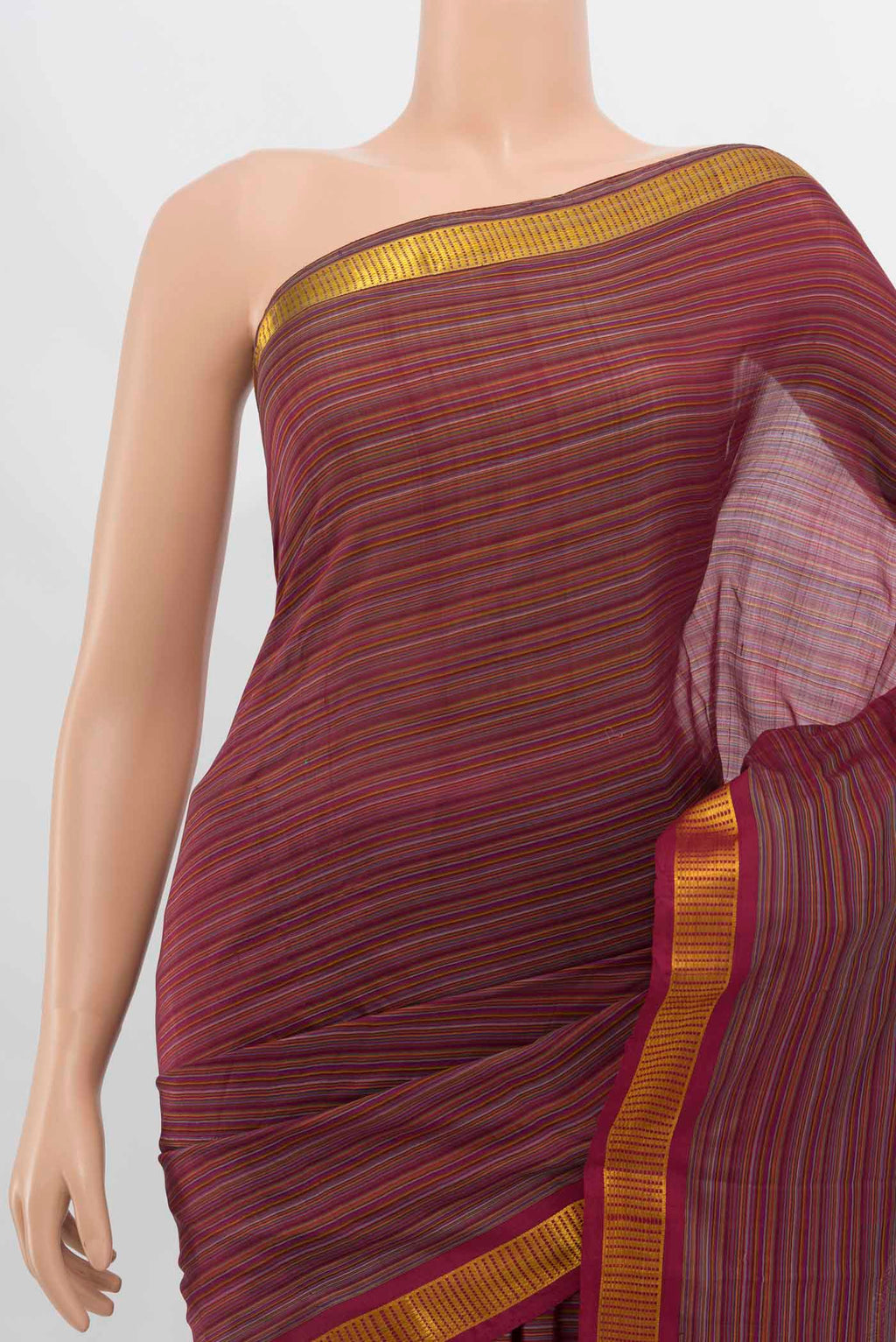 Border image of Multi Color Kanjivaram Silk Saree with Zari Butta on the body and Silk Border. 