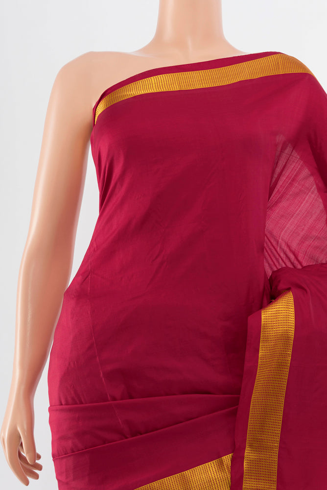 Border image of Maroon Kanjivaram Silk Saree with Plain Body and Silk Border. 