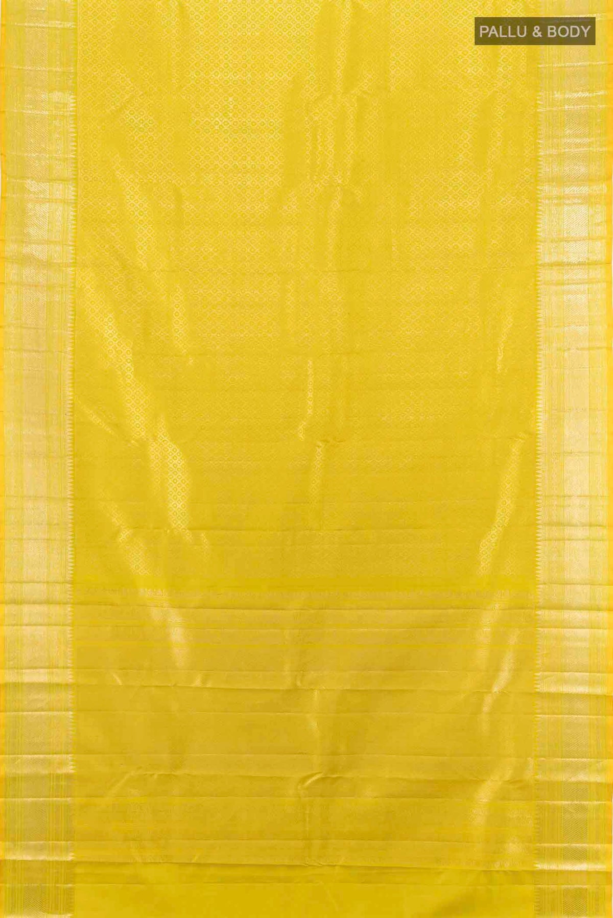 Flat view of Pista Green Kanchipuram Silk Saree with Zari Butta on the body and Silk Border
