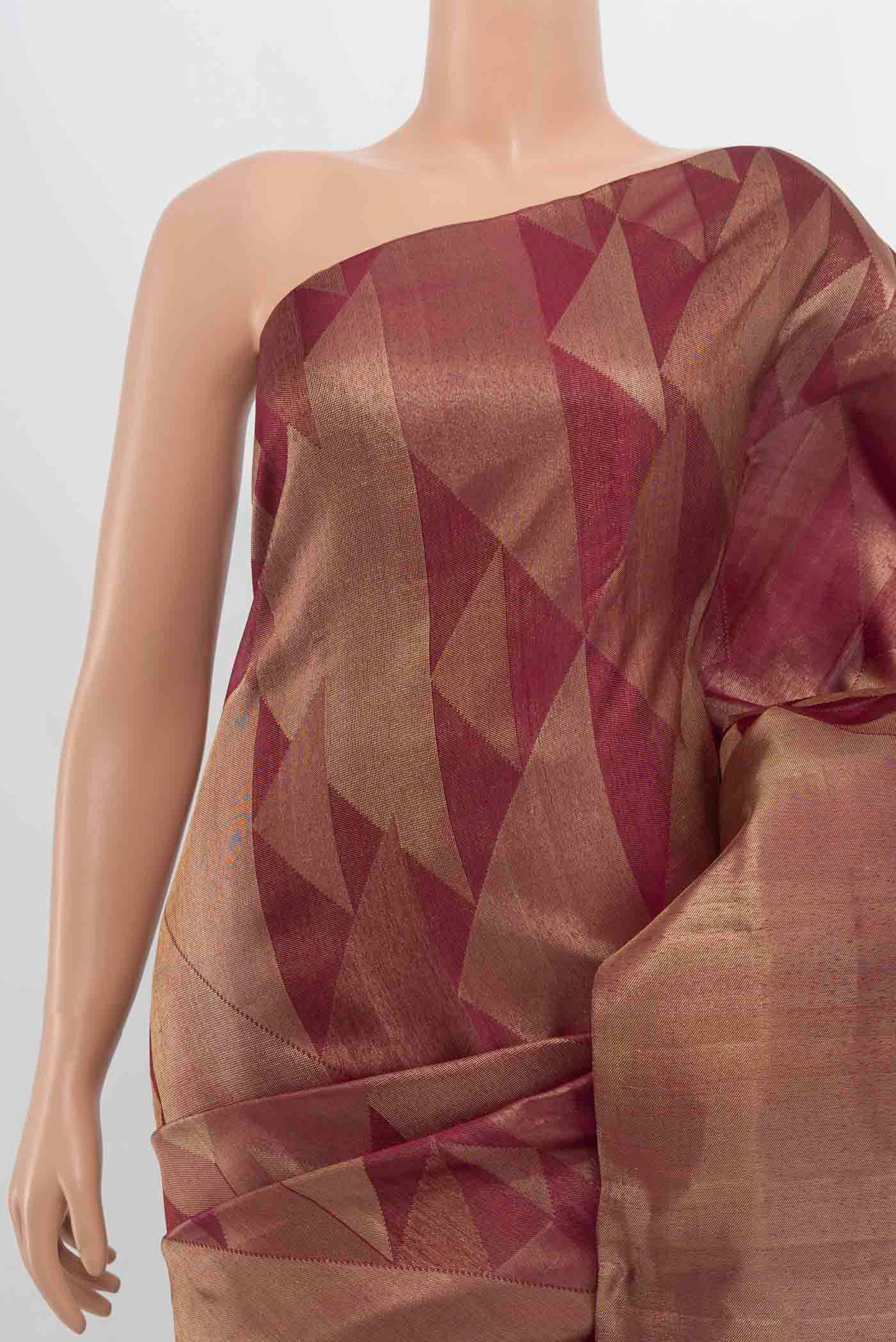 Border image of Golden Kanjivaram Silk Saree with Zari Butta on the body and Silk Border. 