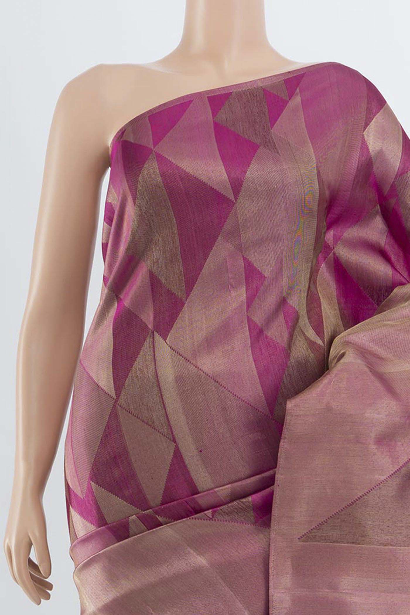 Border image of Purple Kanjivaram Silk Saree with Zari Butta on the body and Silk Border. 