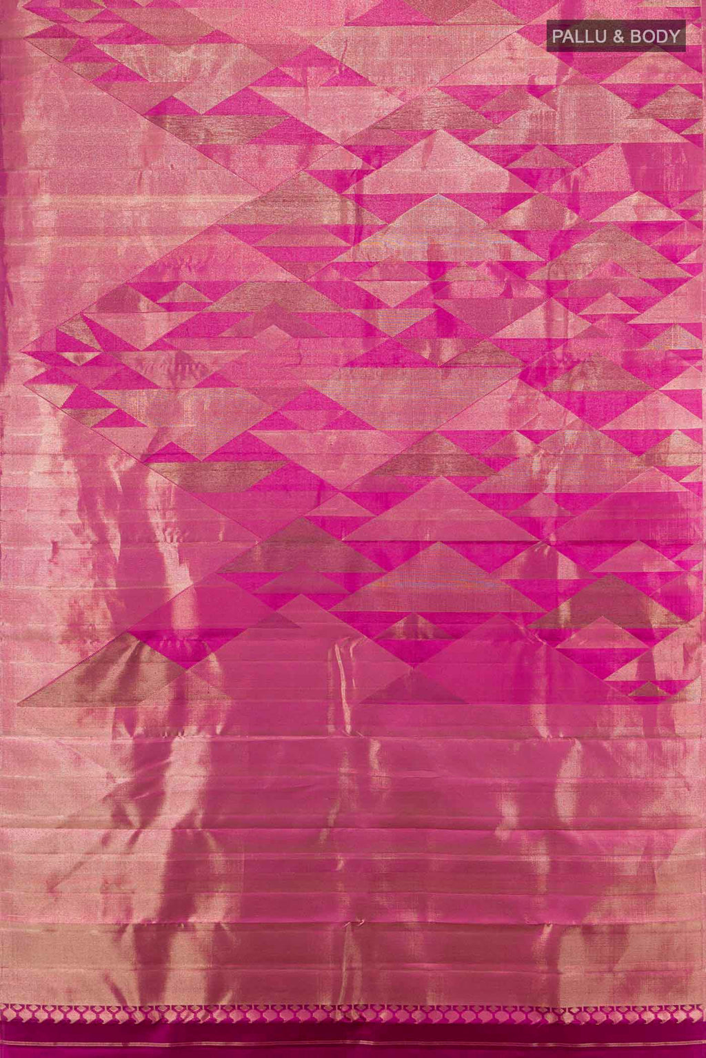 Flat view of Purple Kanjivaram Silk Saree with Zari Butta on the body and Silk Border. 