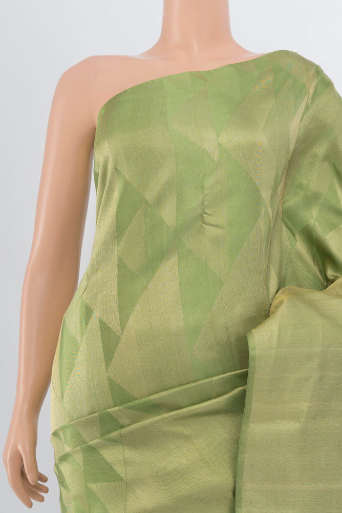 Border image of Pista Green Kanjivaram Silk Saree with Zari Brocade on the body and Silk Border. 