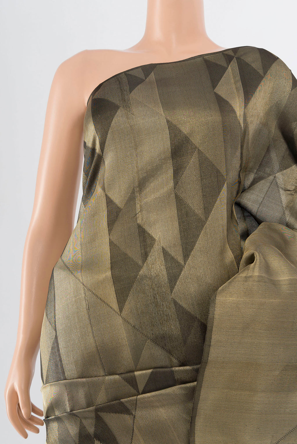 Border image of Golden Kanjivaram Silk Saree with Zari Butta on the body and Silk Border. 