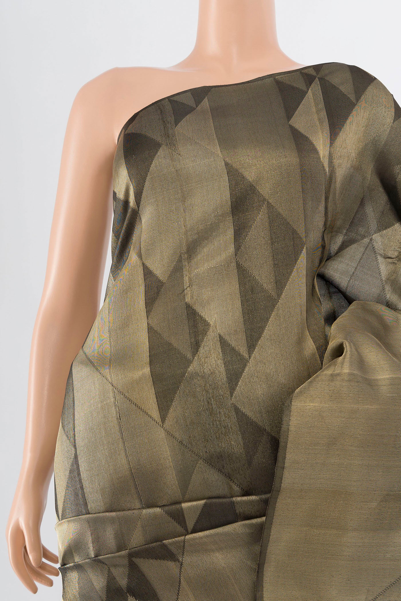 Border image of Golden Kanjivaram Silk Saree with Zari Butta on the body and Silk Border. 
