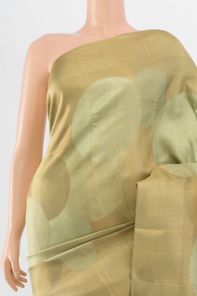Border image of Golden Kanjivaram Silk Saree with Zari Brocade on the body and Silk Border. 
