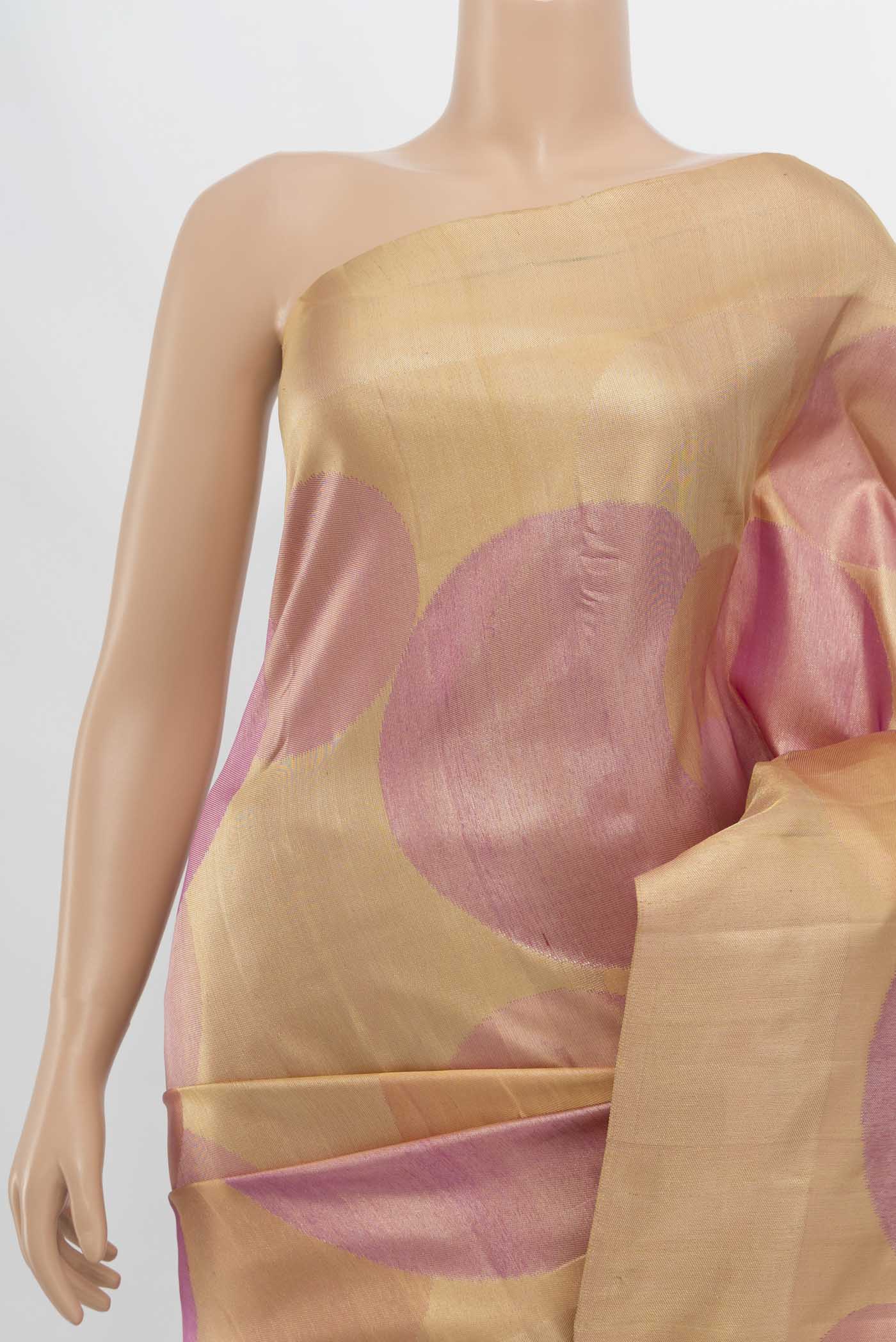 Border image of Rose Gold Kanjivaram Silk Saree with Zari Butta on the body and Silk Border. 