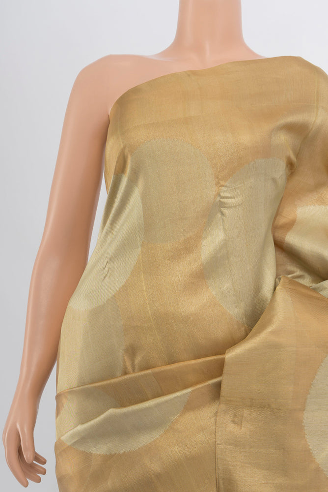 Border image of Golden Kanjivaram Silk Saree with Zari Brocade on the body and Zari Border. 