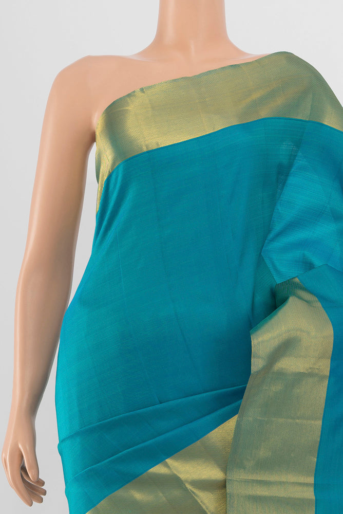 Border image of Light Blue Kanjivaram Silk Saree with Zari Butta on the body and Silk Border. 