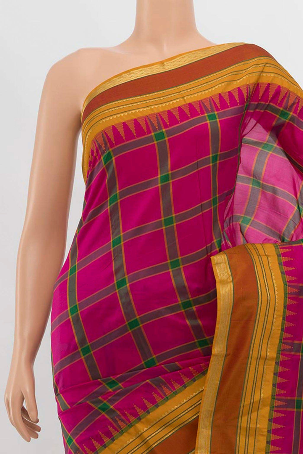 Border image of Multi Color Bangalore Silk - kadyal Saree with Zari Butta on the body and Fancy Border. 
