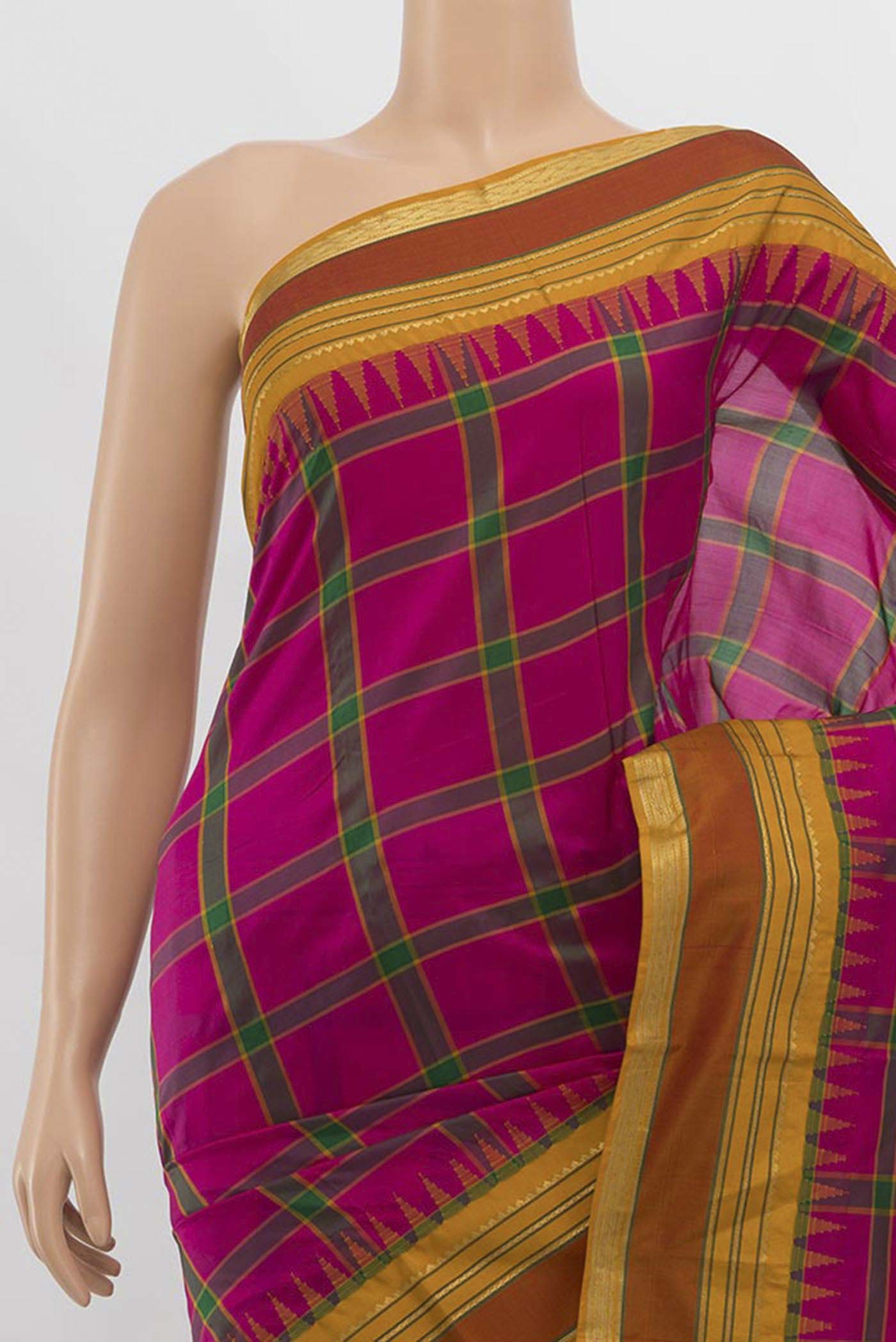 Border image of Multi Color Bangalore Silk - kadyal Saree with Zari Butta on the body and Fancy Border. 