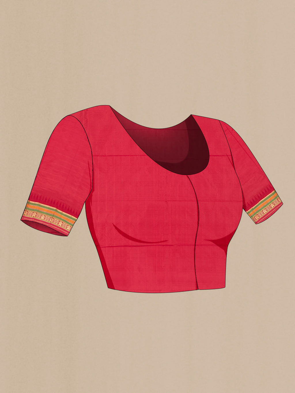 Close up image of the blouse of Mustard Bangalore Silk - kadyal Saree with Checked design on the body and Silk Border. 