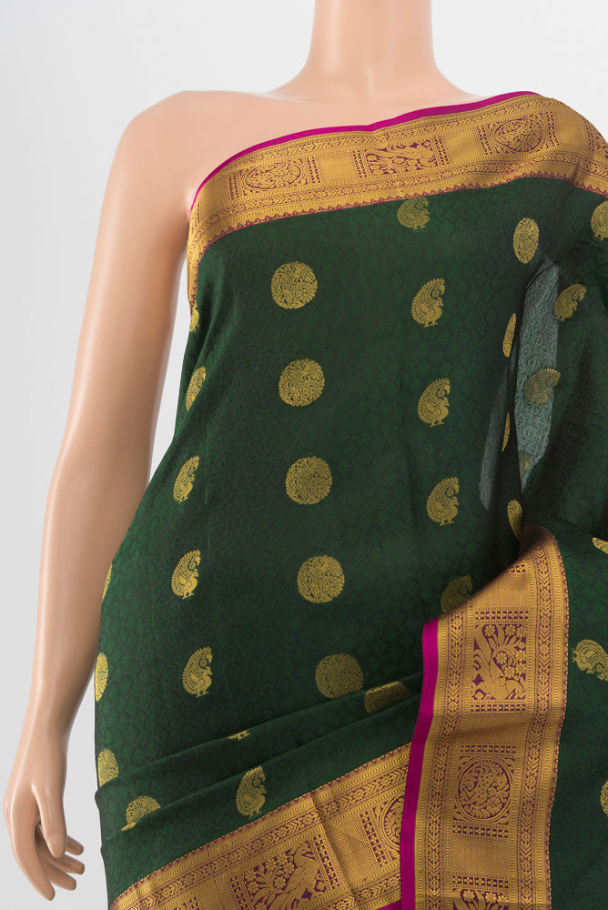 Border image of Mint Green Kanchipuram Silk Saree with Zari Butta on the body and Silk Border. 