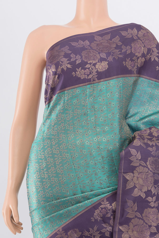 Border image of Pure Silk Pure Zari Olive Green Kanchipuram Saree with Zari Butta on the body and Silk Border. 