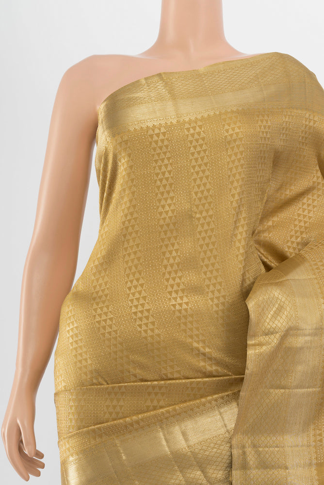 Border image of Pure Silk Pure Zari Golden Kanchipuram Saree with Zari Butta on the body and Silk Border. 