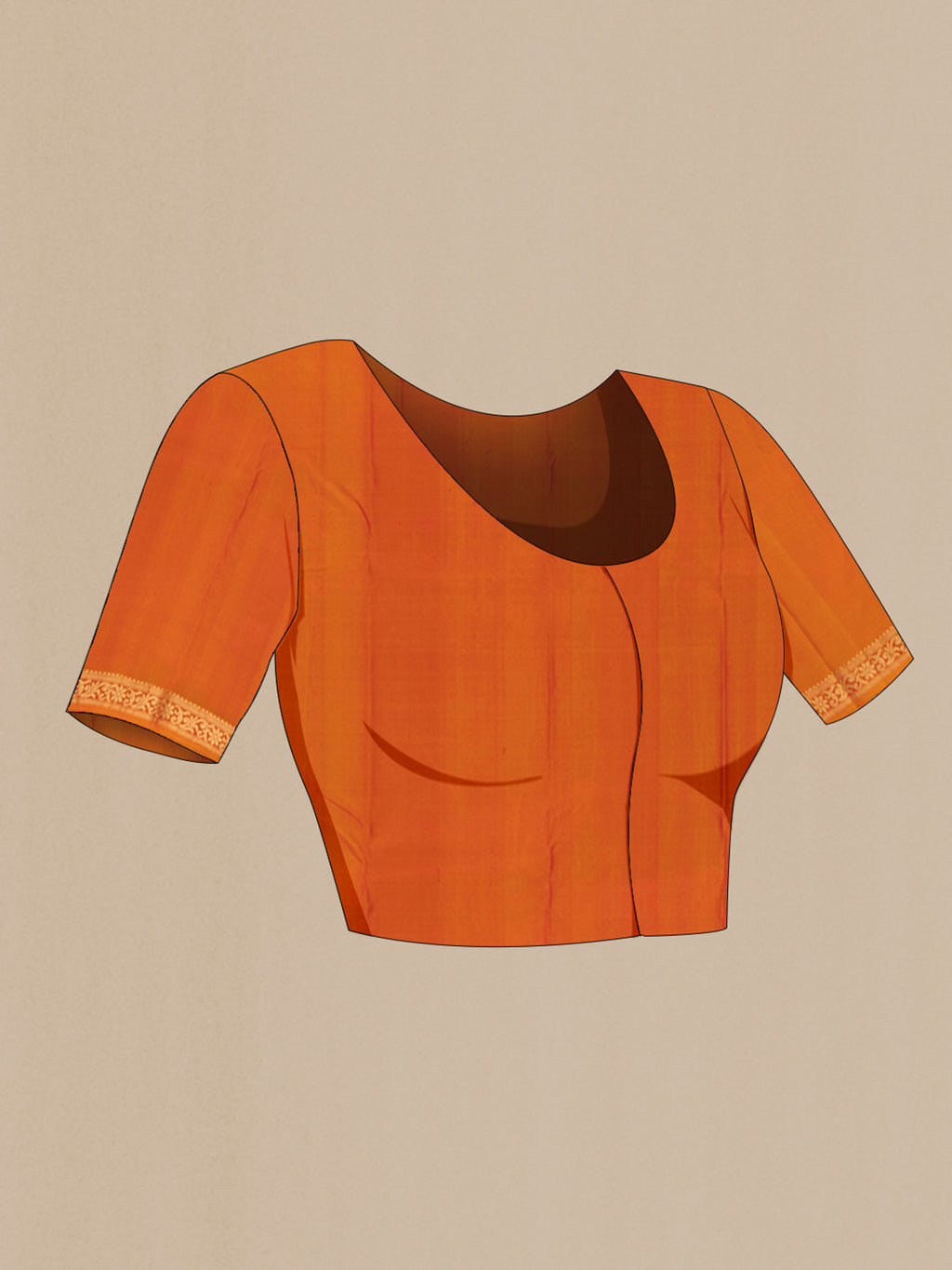 Close up image of the blouse of Dark Pink Kanchipuram Silk Saree with Zari Butta on the body and Zari Border. 