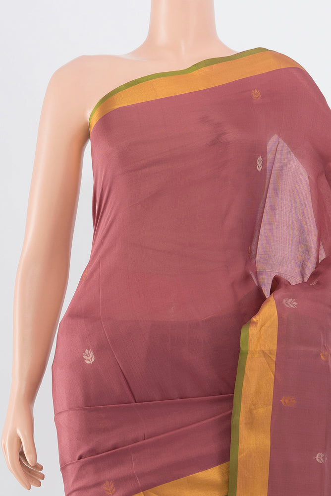 Border image of Pure Silk Pure Zari Bronze Soft Saree with Zari Butta on the body and Silk Border. 