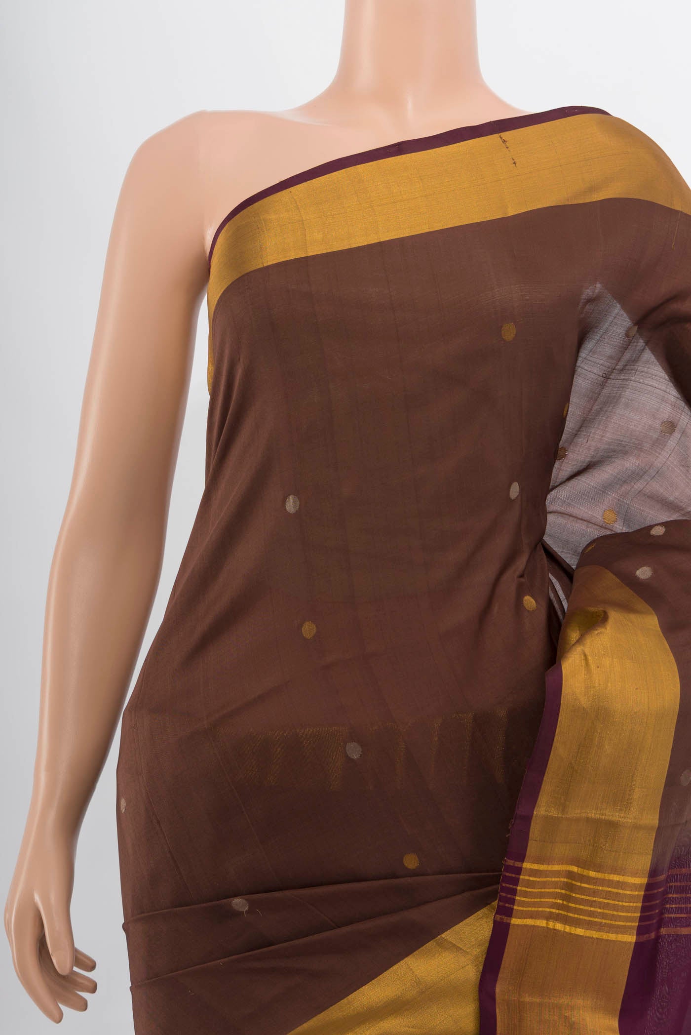 Border image of Coffee Brown Uppada Silk Saree with Zari Butta on the body and Silk Border. 