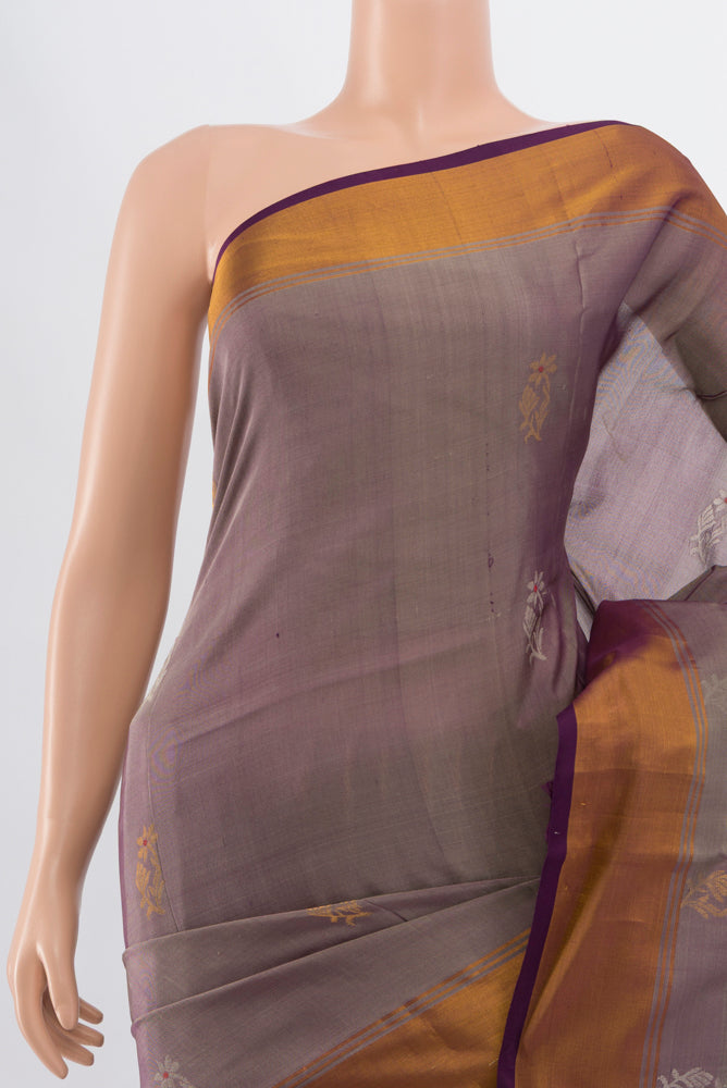 Border image of Bronze Uppada Silk Saree with Zari Butta on the body and Silk Border. 