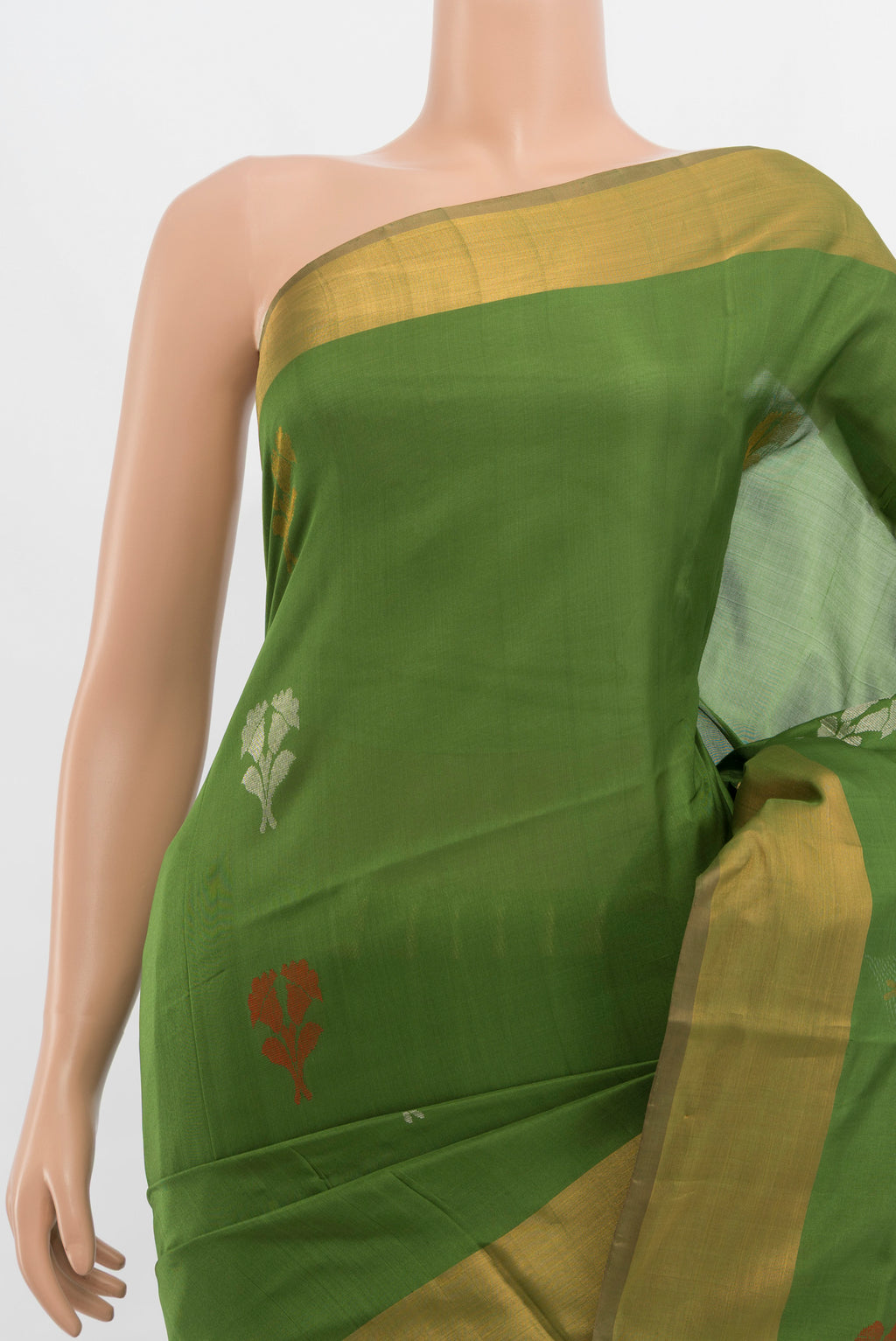 Border image of Light Green Uppada Silk Saree with Zari Butta on the body and Silk Border. 